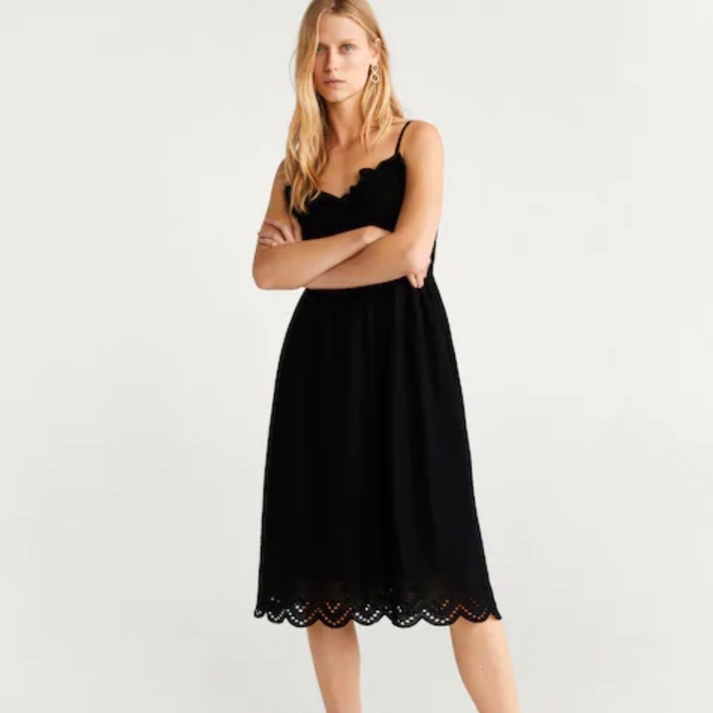 Mango - Embroidered Cotton Dress
